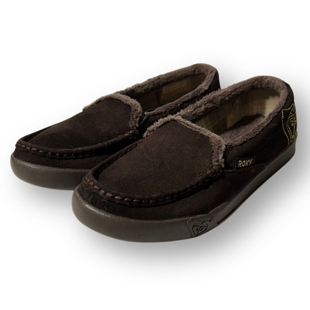 Roxy Brown Size 7 Moccasins Slip in Slipper Rubber Sole